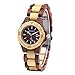 Bewell Sandalwood Reloj de Las Mujeres pequeñas Cara de Madera Pulsera Simple Reloj de Pulsera para Las Mujeres Ligero y Nightlight W020AL (Sándalo Rojo y Madera de Arce)