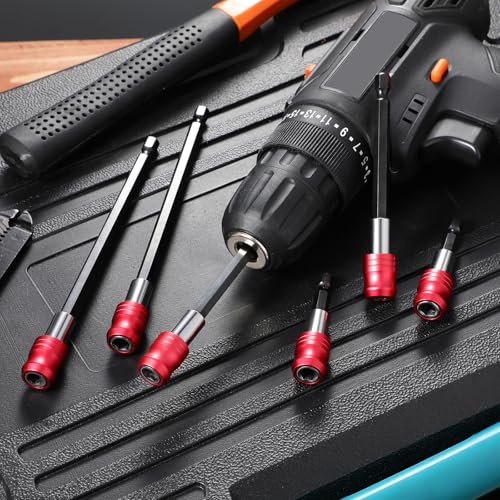 Image of Honoson 12 Pcs Drill Bit Extension Magnetic Drill Extension Bit Holder 1 /4 Inch Hex Shank Automotive Quick Release Screwdriver Extender Adapter Set for Screws Nuts Handheld Driver 3 Sizes