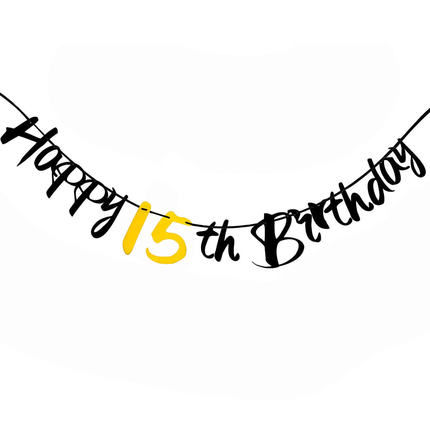 HSC 15th Birthday Decorations, Happy 15th Birthday Banner, Black Retro Classic Party Banner - 15Th birthday Party Supplies, Ideas, Gifts and Decorations