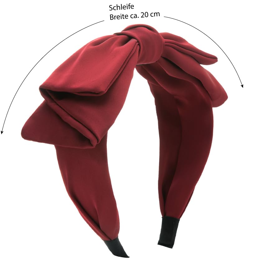 axy Haarband met grote strik 20 cm x 6,5 cm satijn bekleed - prachtige dames hoofdband haaraccessoires haarband HRS5 (rood