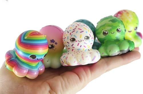 Miniatura 9 de Set of 6 Cute Octopus Micro Slow Rise Squishy Toys - Mini Animal Fidgets - Memory Foam Party Favors, Prizes, OT (Random Selection)