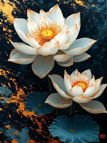 Broderie diamant lotus pour décor intérieur d'automne | Kit adulte 50x70