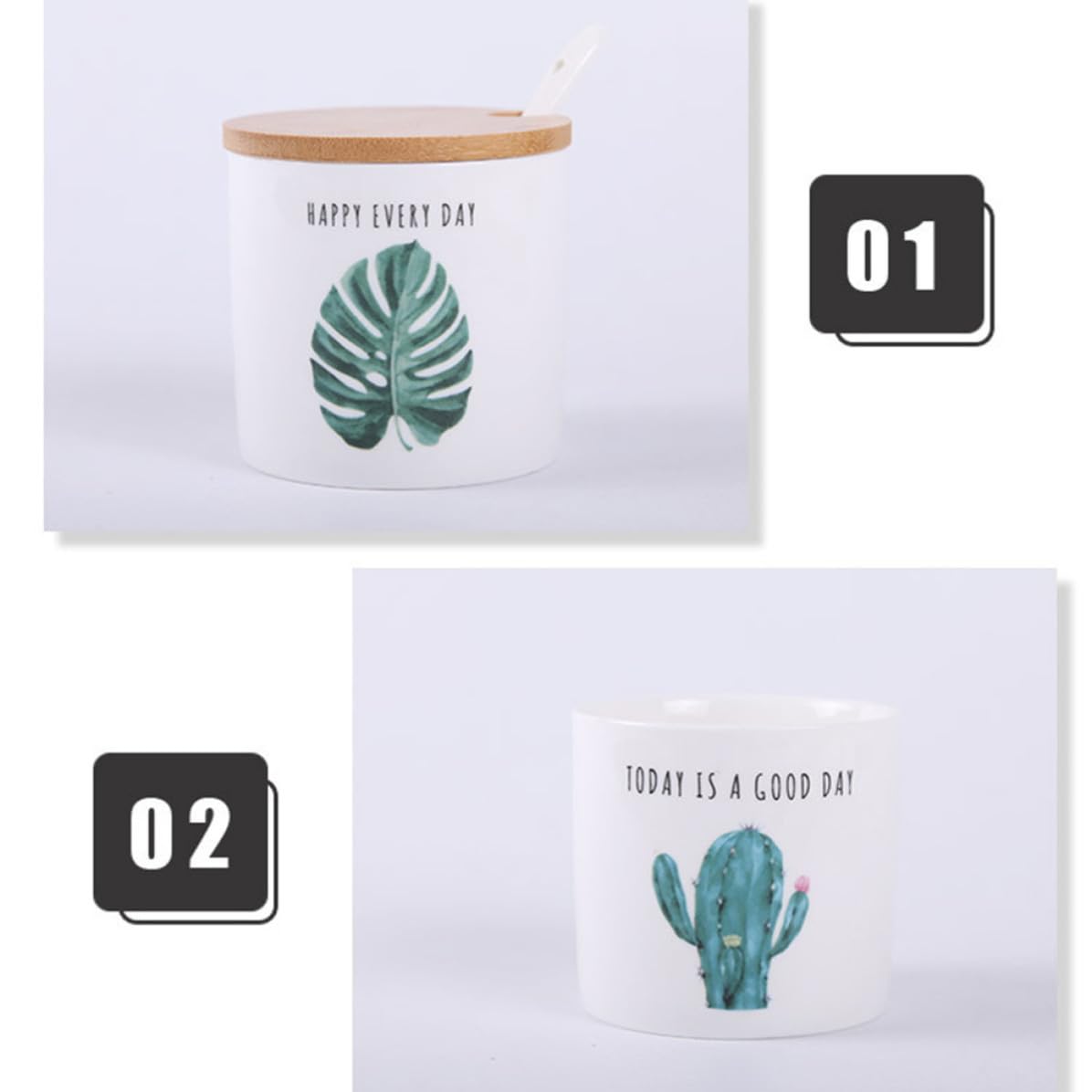 VICASKY Barattolo Ceramica Nordico Verde, Set Tre Pezzi con Coperchio