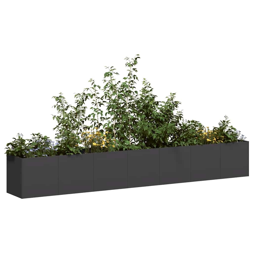 IKAYAA Raised Garden Bed Galvanised planter Bottomless Galvanised Steel Planter Box for Growing Outdoor Plants, Vegetables-black-280 x 40 x 40 cm