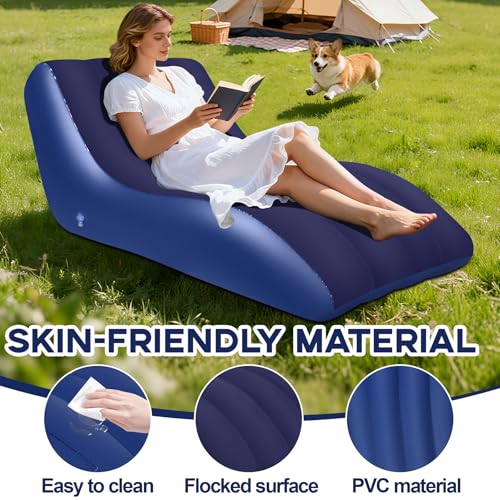 Silla Inflable RovPool para Adultos con Superficie Aterciopelada, Color Azul miniatura 4