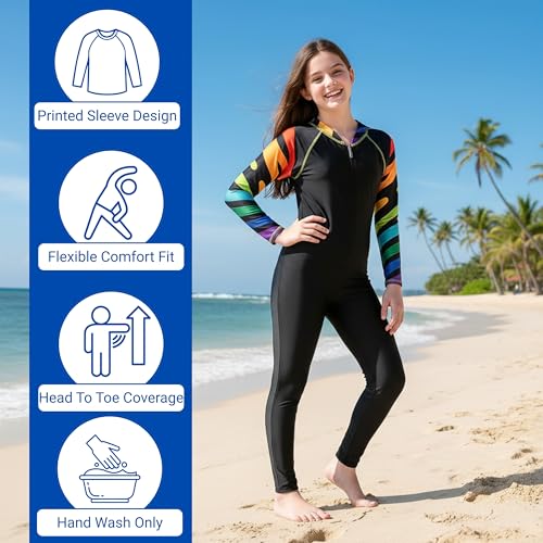 Image of ZIUM Girls 4 Way Lycra Swimsuit Cum Diving Suit with Print & Plain Options
