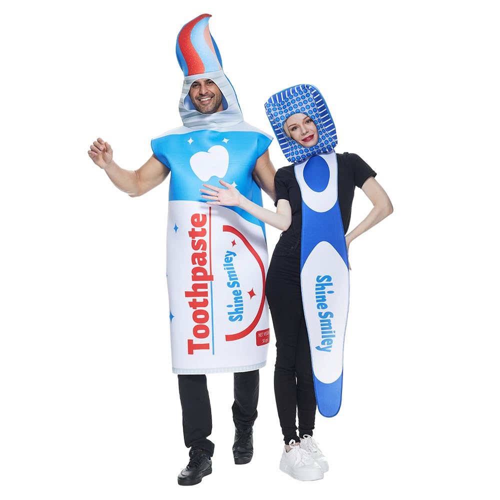 EraSpooky Cepillo de dientes y pasta de dientes disfraz pareja Halloween disfraces adultos Unisex 2 uds conjunto