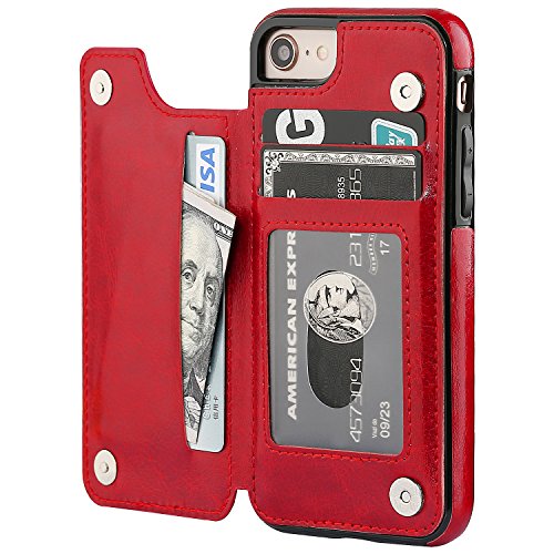 OT ONETOP iPhone 8 Wallet Case with Card Holder, iPhone 7 Case iPhone