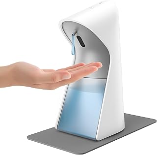 Dispenser Sapone Automatico con Regolabile a 5 Volumi+Sensore Infrarossi,Klearlook 330 ml Touchless Dispenser Gel Disinfettante Mani con Base Impermeabile per Bagno, Cucina, Hotel, Ristorante