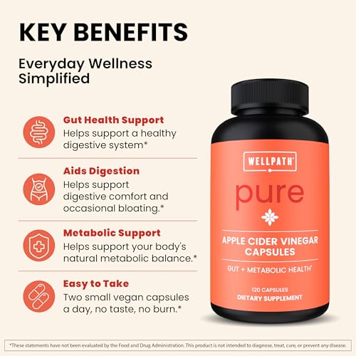 Image of Pure Apple Cider Vinegar Capsules with the Mother 1500mg - ACV Pills for Gut Health, Digestion & Metabolic Support - Raw, Unfiltered, Vegan & Non-GMO Apple Cider Vinegar Supplement, 240 Ct