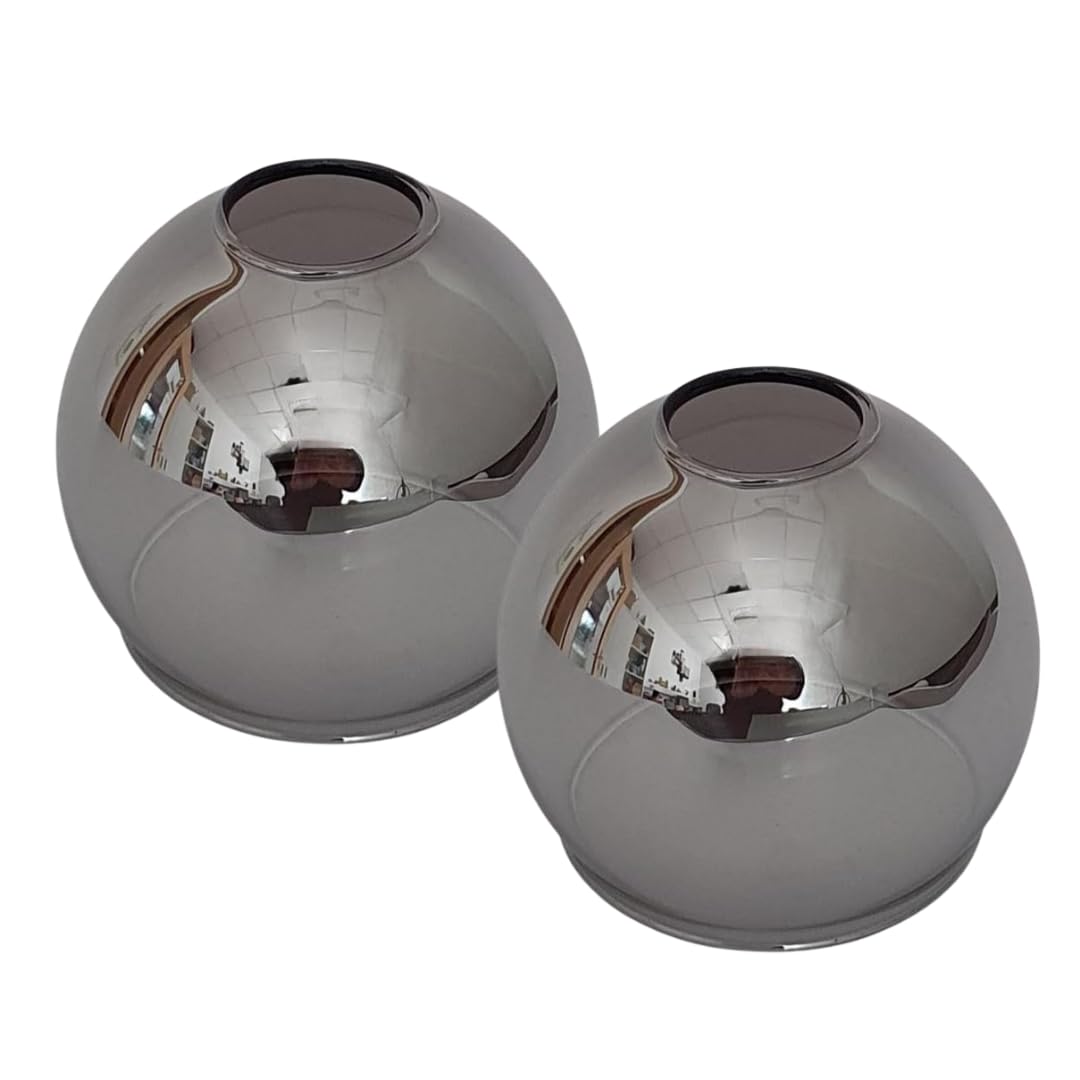 Lhh 2 X Smoked Glass Loxy E14 Lampshade, Glass, Replacement Glass, Shade, Replacement Shade, Lamp Glass For Pendant Lamp, Table Lamp, Floodlight, Light (2 X Smoked Glass)