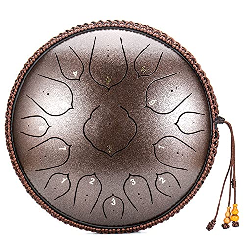 Tambor Tongue Drum de Acero 14 Pulgadas 15 Notas Marrón miniatura 1