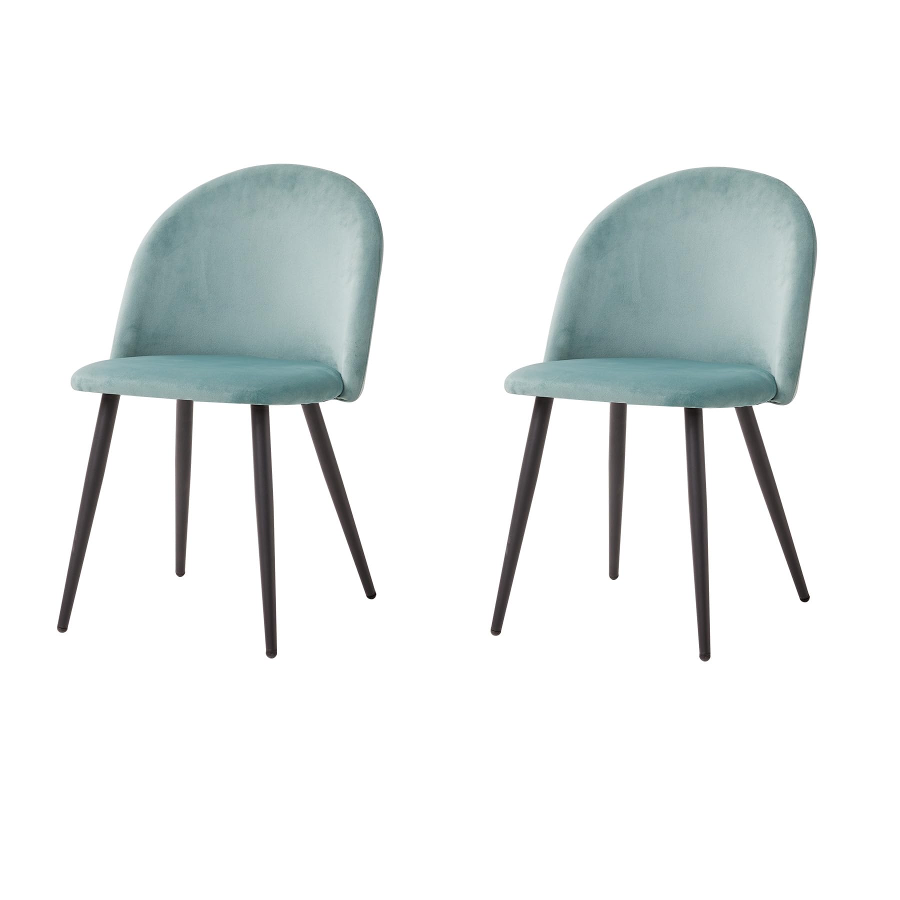 BenyLed Sillas de Comedor Terciopelo Pack 2, Sillas Cocina Nórdico con Asiento Tapizado y Pies Metálicos para Comedor, Salón, Cocina, Dormitorio y Sala de Recepción (Verde/Negro Pies)
