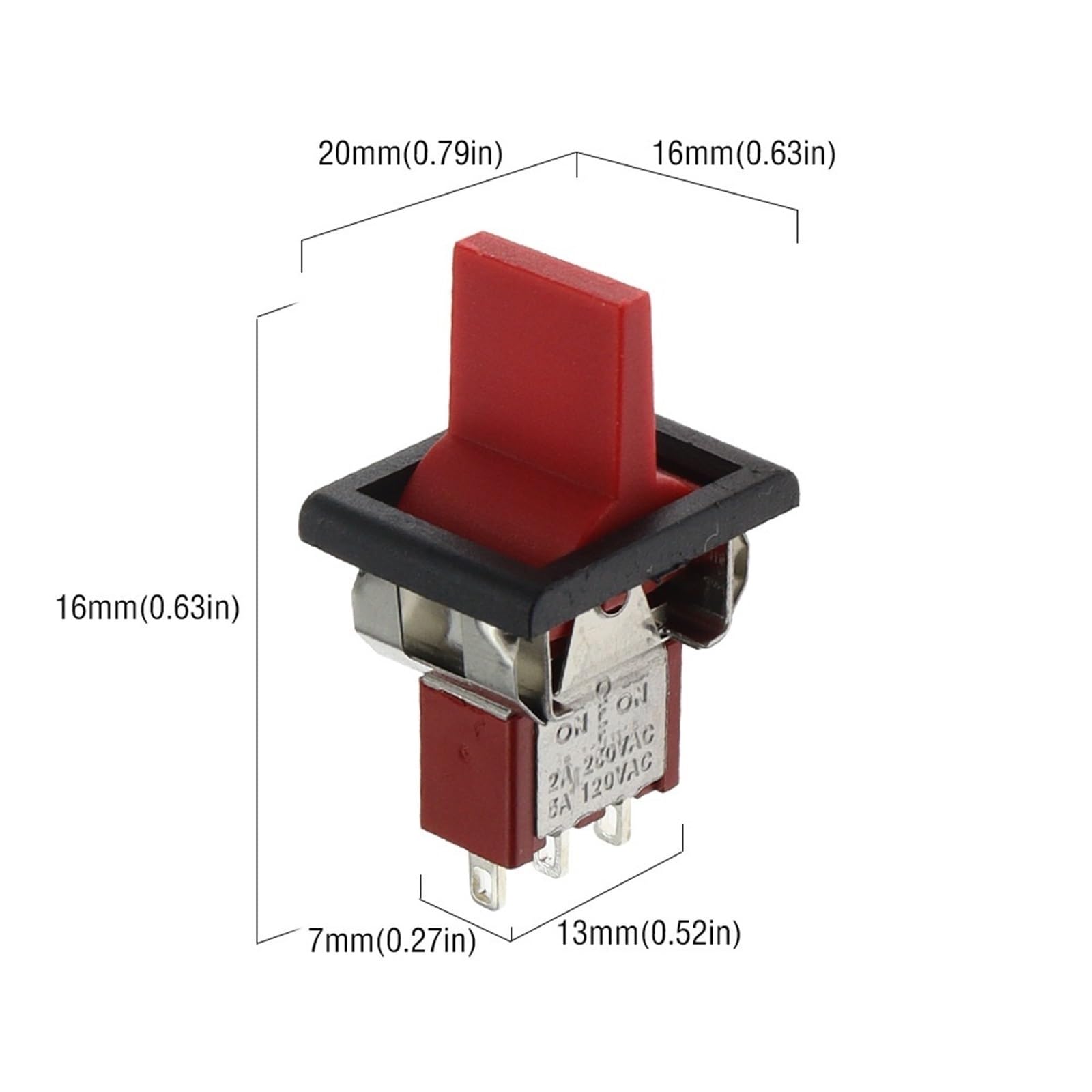 RLS-102 5A 125 V 3 A 250 AC 3-pinowy przełącznik kołyskowy wł./wył. (Red Reset 6Pin)