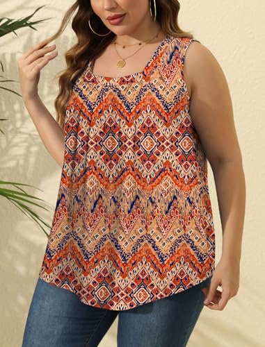 Image of Saloogoe Summer Tank Tops for Women Loose Fit Pleated Square Neck Sleeveless Tops Curved Hem Flowy