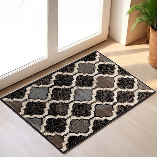 Superior Indoor Small Area Rug, Jute Backed, Perfect for Living/ Dining Room, Bedroom, Office, Kitchen, Entryway, Modern Geometric Trellis Floor Decor, Viking Collection, 2' x 3', Chocolate