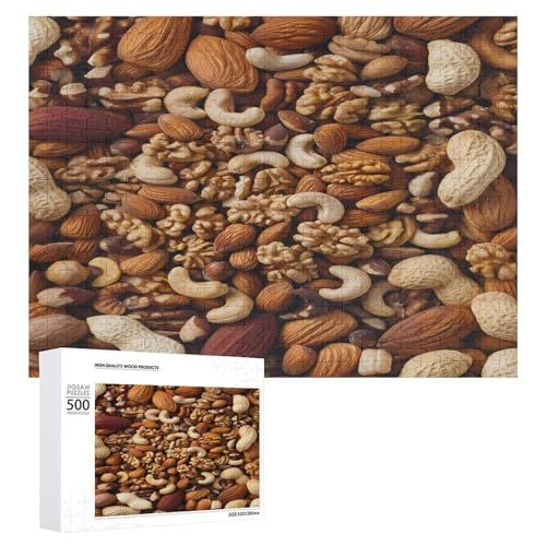 Rompecabezas de madera con nueces mixtas, nueces y anacardos, imágenes divertidas, decoración de pared para el hogar y la oficina, 500 piezas