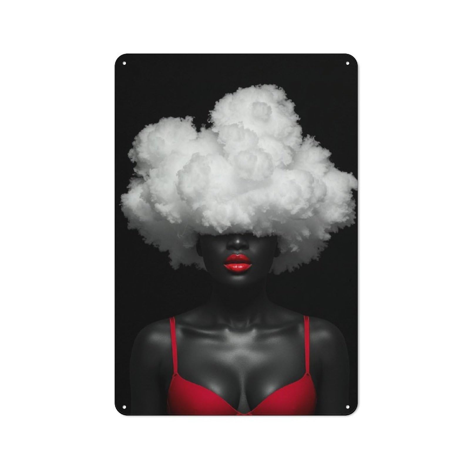 Junmoney Cloud Hairstyle With Red Lingerie Metal Plaque 30X20cm With For Hallway Wall, Rustic Decor, For Garage, Workshop And Man Cave Decoration