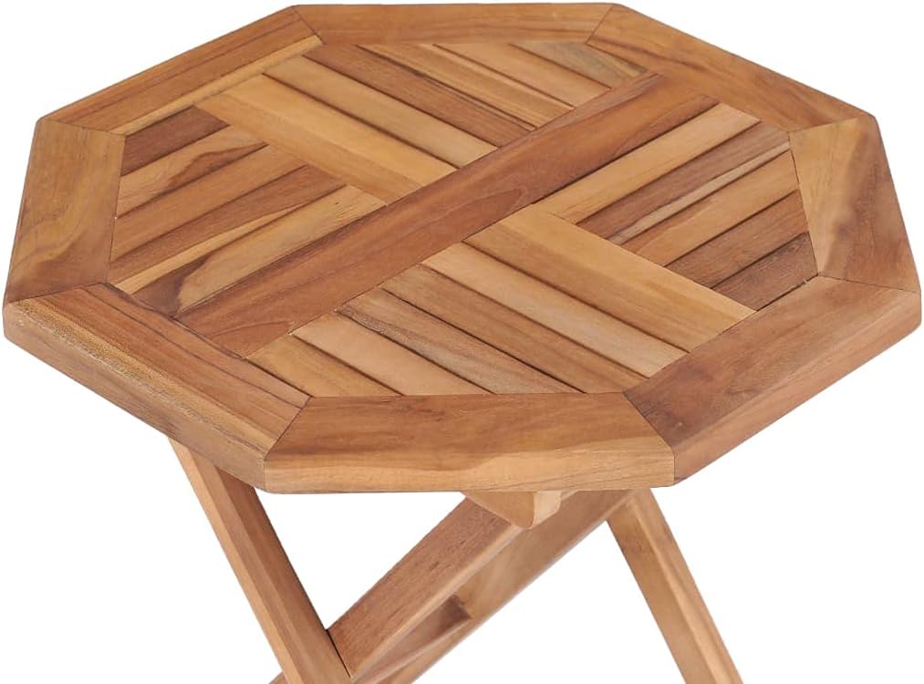 Vintage Patio Coffee Table, Patio Dining Table with Wooden Frame, Outdoor Coffee Side Table for Outside Patio, Folding Patio Table 17.7"x17.7"x17.7" Solid Teak Wood