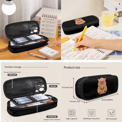 Jeiento Capybara Lover Backpack Kids School Bag Set 4 Piece Unisex Children Backpack with Lunch Bag Pencil Bag Children Crossbody Water Bottle Holder for Sports/Camping/Traveling4