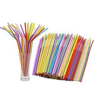 400 Bunte Strohhalme Plastik,Wiederverwendbare PlastikStrohhalme,Flexibel Bendy Fancy Strohhalme Für Drinking,12,8 Zoll