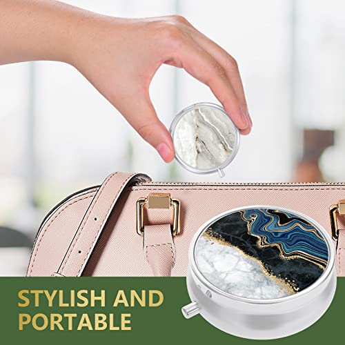 Image of 3 Pack Pill Box, Small Pill Case for Purse & Pocket, Cute Travel Medicine Organizer, Portable Medicine Container Holder to Hold Vitamins, Medication, Fish Oil & Supplement, Abstract Art Marble | Cute Travel Medicine Organizer, Portable Medicine Container Holder to Hold Vitamins, Medication, Fish Oil & Supplement