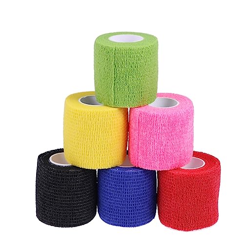 SOESFOUFU 6-Pack 5x450cm Non-Woven Elastic Wrap Tape Self Adhesive Sport Bandage Style for Wounds Bruises