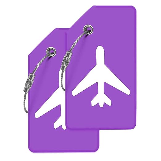 Luggage Tags for Suitcases with Name Id Card, Silicone Backpacks Handbags Tag with Stainless Steel Rings, Purple