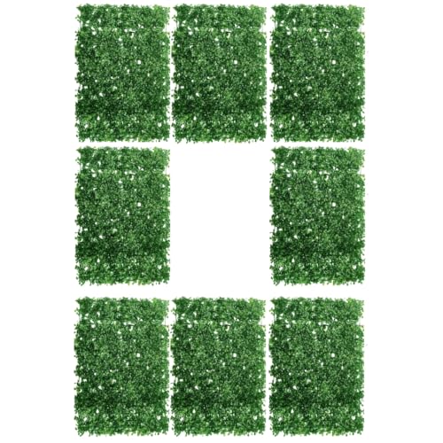 Image of Artificial Green Hedge Panel for Wall Decor Pack of 8 | Green Wall Grass | UV Resistant Faux Boxwood Plant Mat | Indoor & Outdoor Garden, Balcony, Fence & Home Decoration