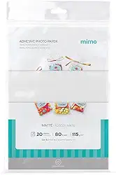 Mimo - Papel Fotográfico Adesivo Fosco - A4-115g - 20 Fls - Qualidade Premium - Controle de Absorção da Tinta Para Melhor Absorção e Resistente a Água - Gramatura de 115 g/m²