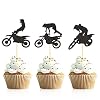 Donoter 48 Pcs Motocross Cupcake Toppers for Dirt Bike Themed Birthday Party Cake Decorations