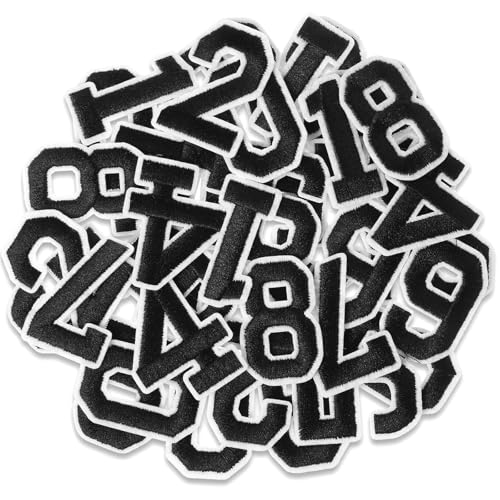 40 Pcs Iron on Numbers Patches Embroidered Number Patches 4 Sets Numbers 0-9 Applique for Clothes, Jacket, Dress, Hat, DIY Accessories