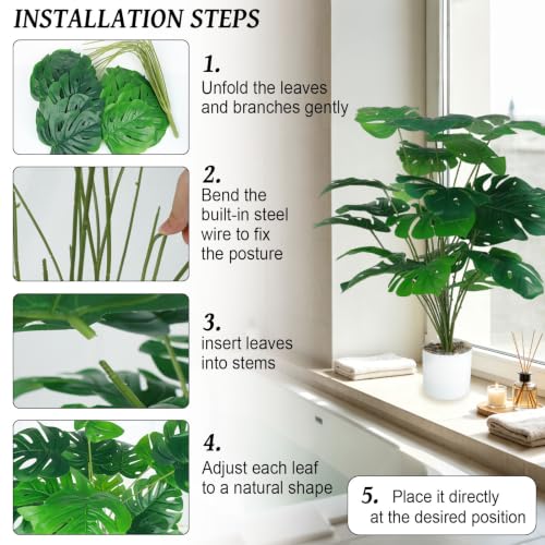 SZC&MFZ Fake Plants Tall,Artificial Monstera Plants of Palm Tree for Indoor - image 4