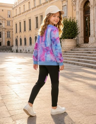 Image of Girls 2 Piece Outfits Kids Clothes Sets Sweatsuit Tracksuit Jogger Print Long Sleeve Sweatshirts Sweatpants 4-13Y
