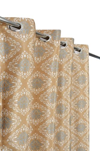 Image of Polyester Nexus Design Printed Room Darkening Window Curtains 6 Feet Set of 2 | Blackout Curtains for Bedroom Living Room Decor - Beige
