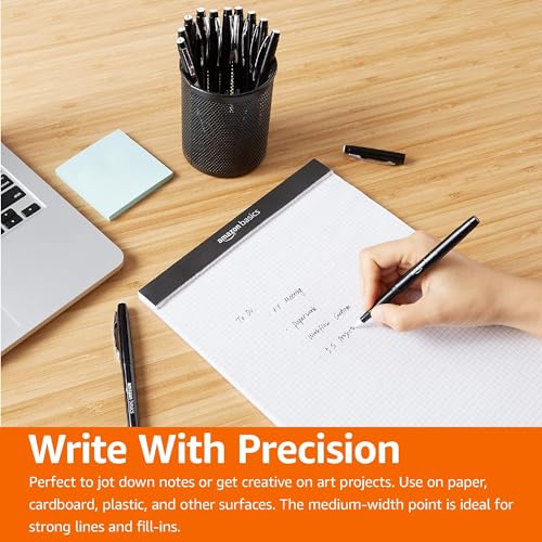 Image of Amazon Basics Felt Tip Marker Pens, Black, Smooth Writing, for Writing, Drawing, Journaling and Note Taking, 24-Pack