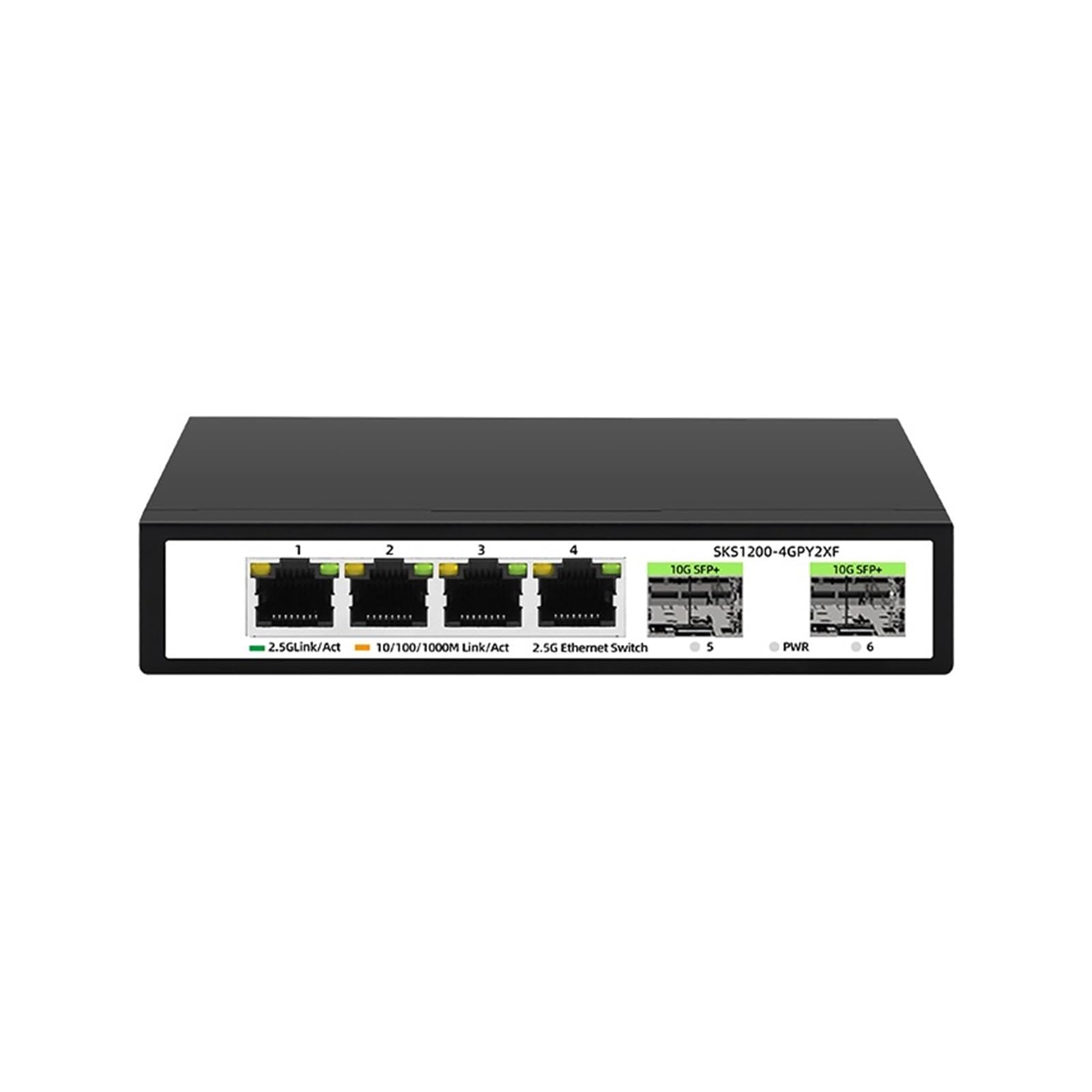 SKS1200-4GPY2XF 6 portów 2,5 G Niezarządzany Ethernet Switch 4 * 2,5G RJ45 2 * 10G sf.p+bez wentylatora + obudowa chłodząca (z wtyczką A/.U)