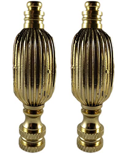 Image of Royal Designs Button Lamp Finial for Lamp Shade, 2.5 Inch High, Polished Brass - Set of 2