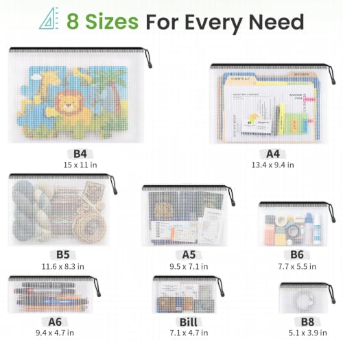 Image of Smarpau Mesh Zipper Pouch Bags 24 Pack, Letter Size Document Organizer Bags