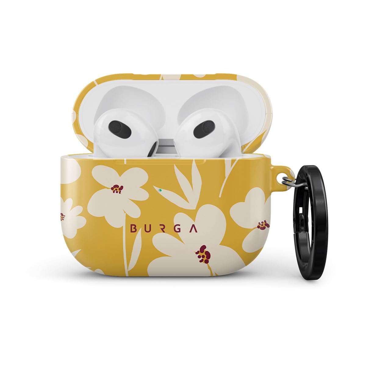 Burga Airpod Hardcase Compatible with Apple Airpods 3 Charging Case, Yellow Flowers Floral - Protective Hard Plastic Case