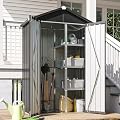Aoxun Vertical Metal Tool Cabinet 3.5x2FT, 32 Cu.Ft Weatherproof Outdoor Storage Shed with Floor & Adjustable Shelves, Space-Saving Design for Garden, Garage, Patio