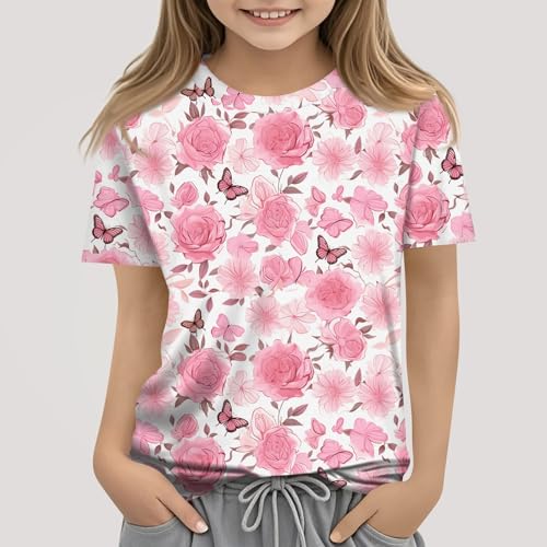 Cute Shirts for Teens Girls Summer Short Sleeve Crew Neck Top Kids Raglan Tshirts Graphic Preppy Outfits2