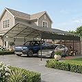 Devoko 20'x20' Metal Carport, Heavy Duty Car Canopy with Galvanized Steel Roof, Reinforced Base Frame, All-Weather Garage, Outdoor Shelter for Cars, Trucks, Boats, Tractors & RV (Black)