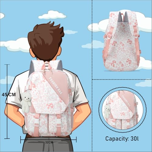 Image of Tinytot 30 Litre Japanese Korean Style School Bag Water-Resistant Laptop & Travel Backpack - Unisex Large 18 Inches Multipurpose Student Backpack for Boys & Girls, Men & Women