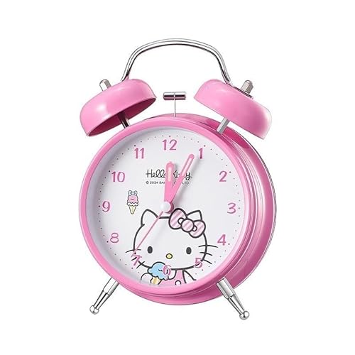 マイメロディ シナモロール アラーム 小さな目覚まし時計 ピーピー鳴る目覚まし時計 カチカチ音をたてない電池式 連続秒針 アナログ ツインベル 静音 寝室用(カラー1)