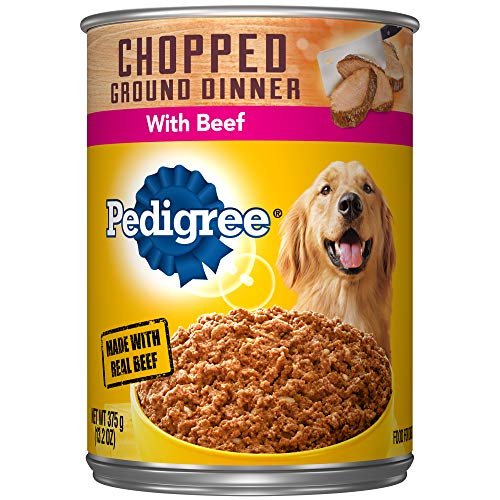 PEDIGREE Adult Canned Wet Dog Food Chopped Ground Dinner with Beef, (12) 13.2