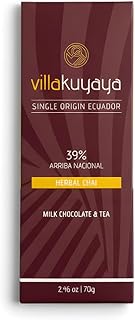 Villakuyaya Premium Milk Chocolate Herbal Chai, 39%, Single Origin Ecuador, Gourmet Ecuadorian Arriba Nacional Cacao With Robust Spices With A Base Of Sweet, Earthy Rooibos, Smooth and Ethical Sourced, Vegan & Gluten Free (Pack of 1)
