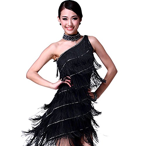 Rubruan Latein Tanz Kleider Kostüme - Latin Tänze Walzer Tango Swingtanz Party Salsa Dekoration Accessoires Pailletten Quasten Wettkampf Ball Rock...