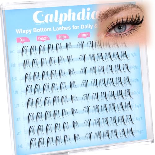 Bottom Lash Clusters Cat Eye Lashes Natural Bottom Eyelash Clusters 5-8mm Lower Individual Lashes with Clear Band Cluster Eyelash Extensions Easy to Use Pre-Mapped Bottom Cluster Lashes for Beginners