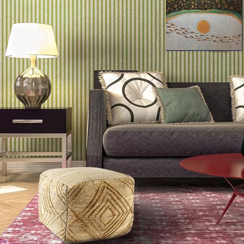 L.R. Resources, Inc Maxwell Natural Tan Textured Diamond Farmhouse Hand-Woven Jute Indoor Pouf Ottoman